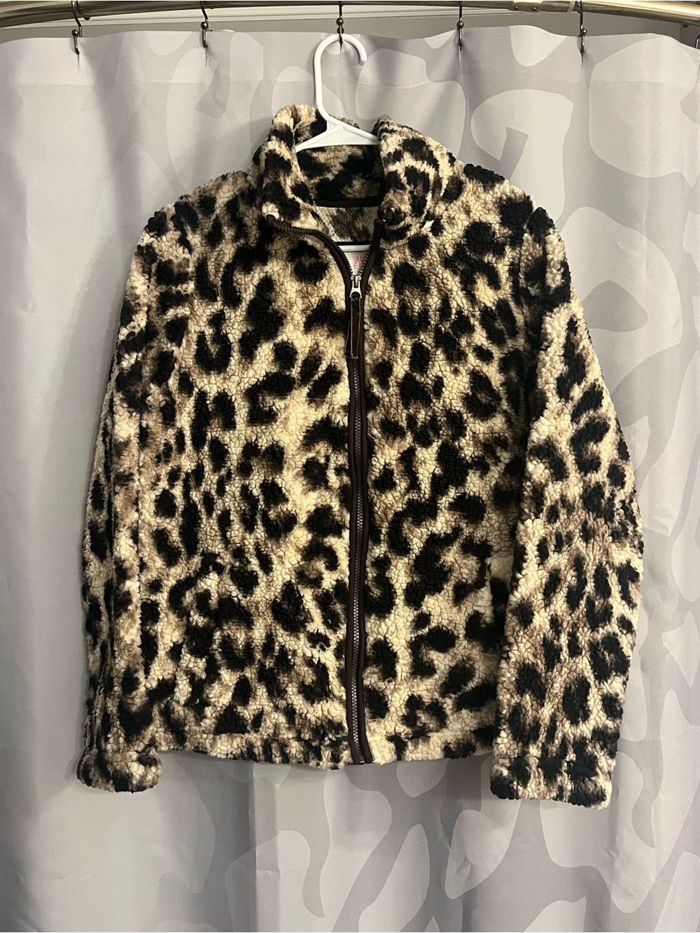 Leopard Print Teddy Zip-Up Jacket